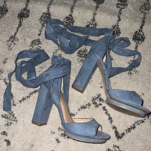 Dusty blue lulus tie heels